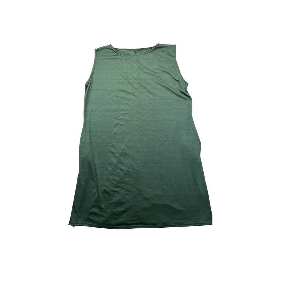 Women's Sleeveless Shirt Dress Side Pockets Casual Minimalist Summer Green XL